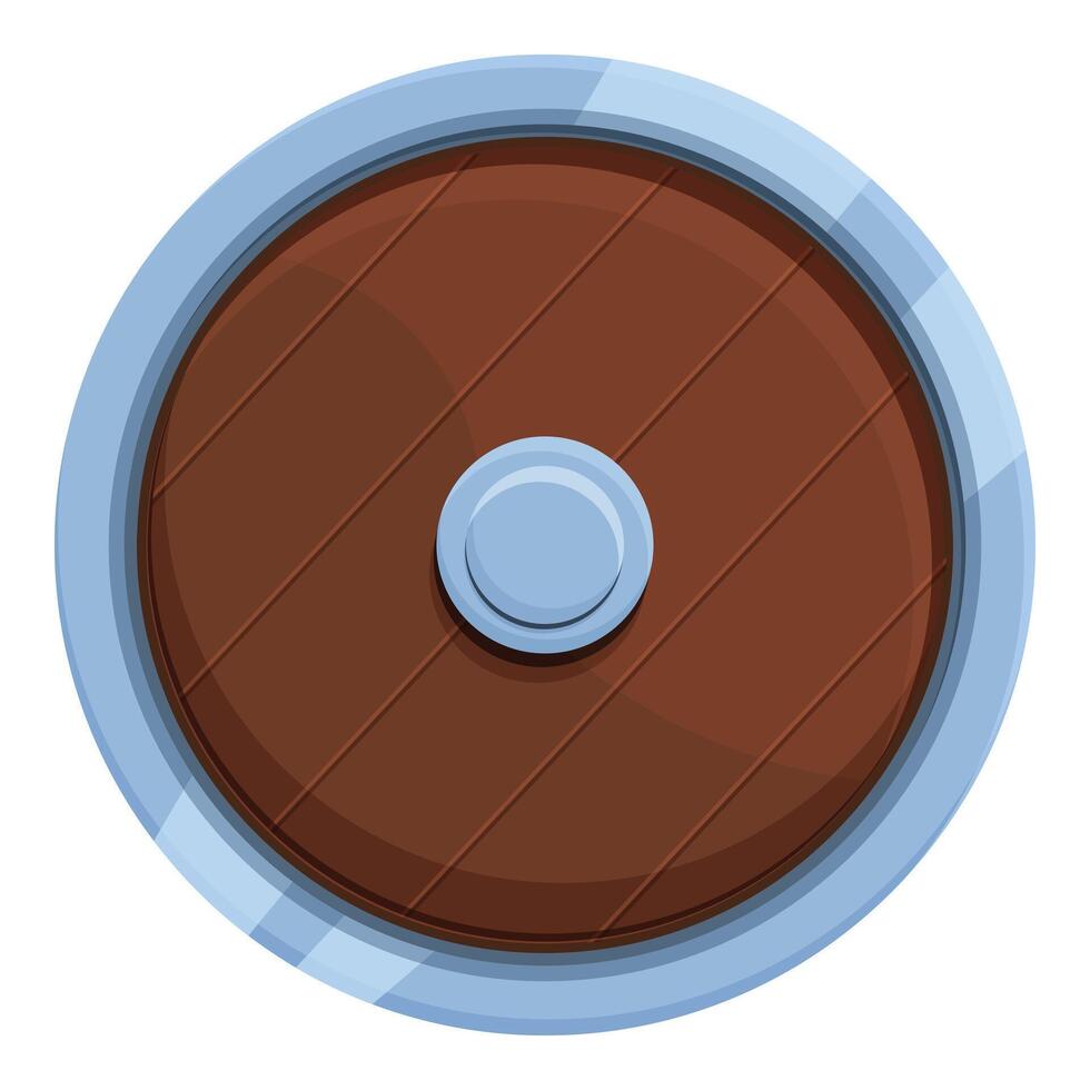 Round wooden shield protecting from arrows and swords vector