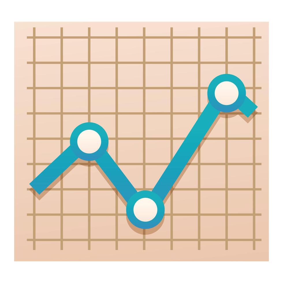 Blue line chart showing growth on grid background vector
