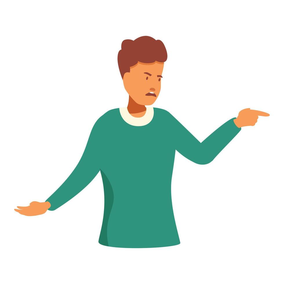 Young man pointing finger showing accusation vector