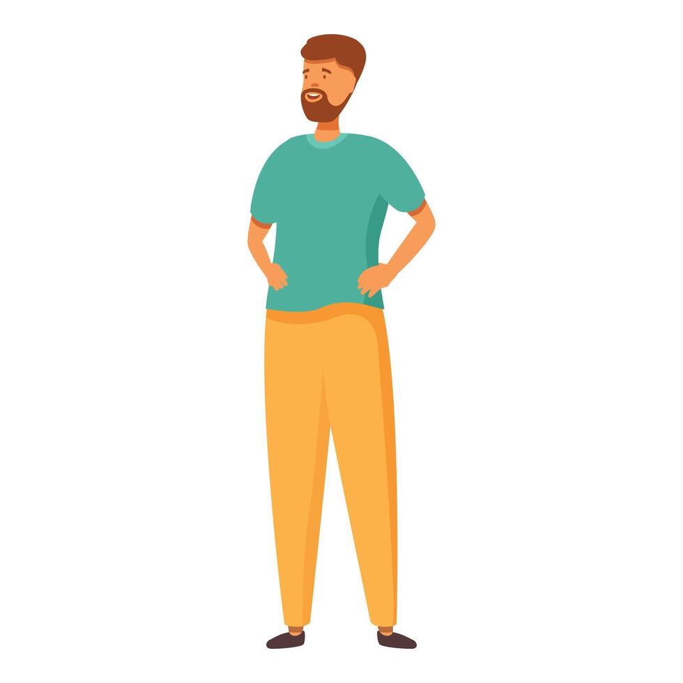 Confident young man standing with hands on hips and smiling vector