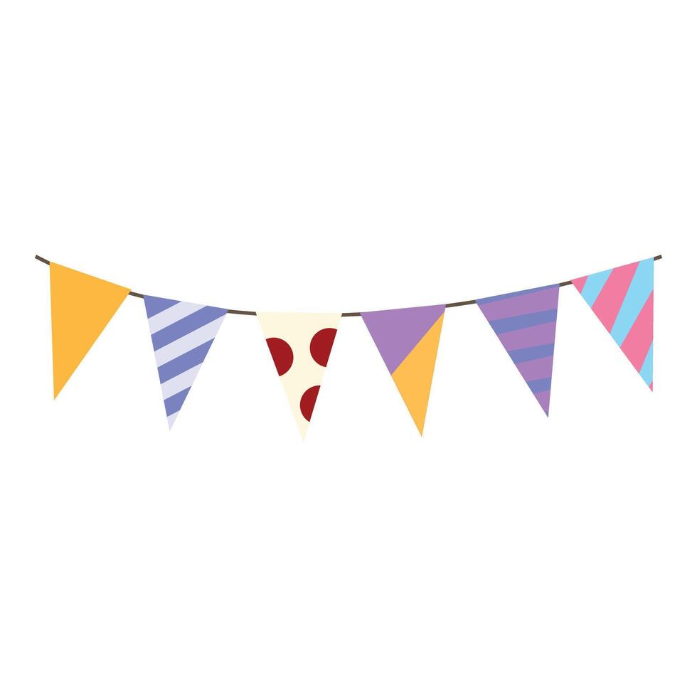Colorful party flags hanging on a string decoration vector