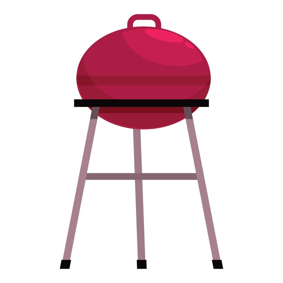 Red kettle barbecue grill standing on white background vector