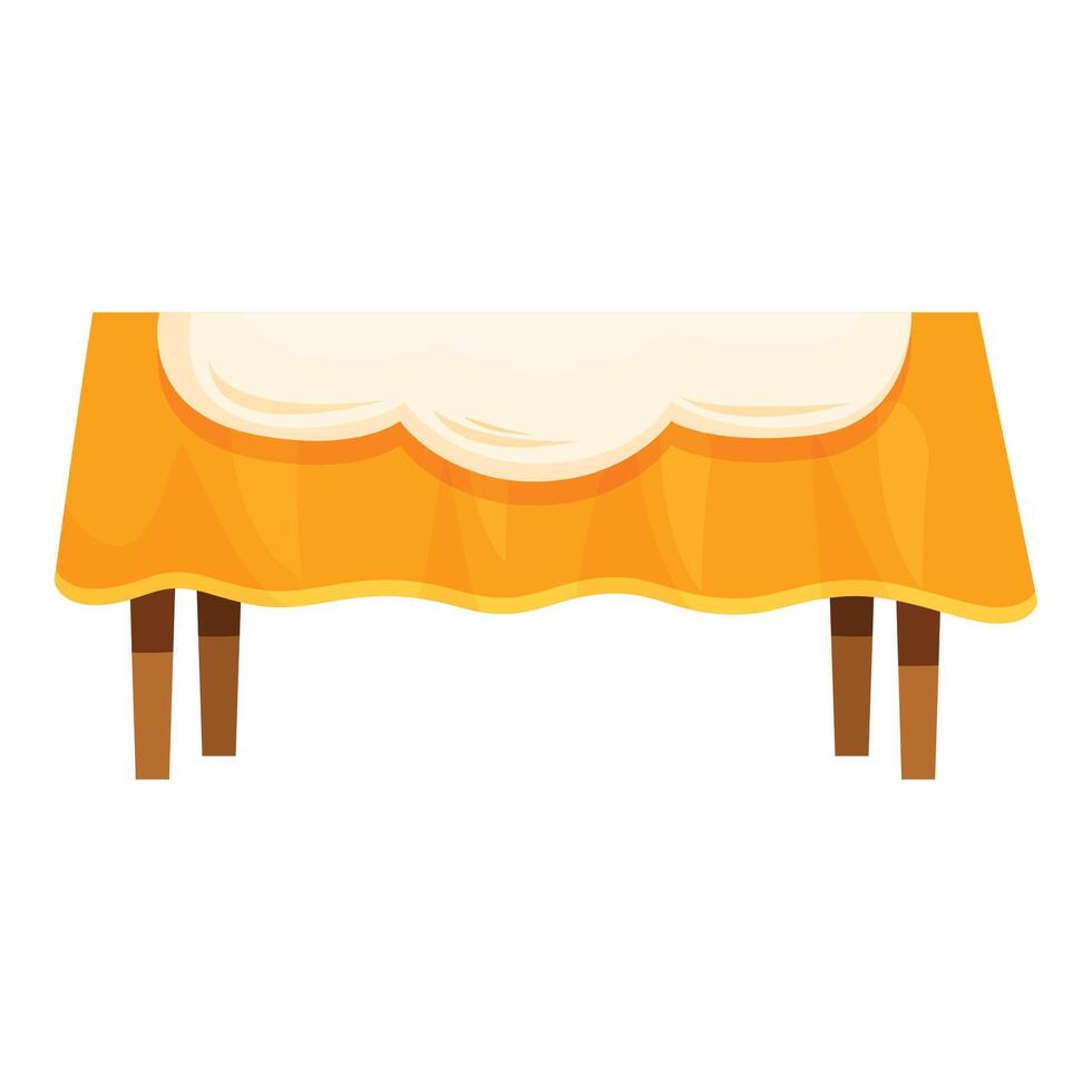 Wooden table covered with orange tablecloth for restaurant interior design vector