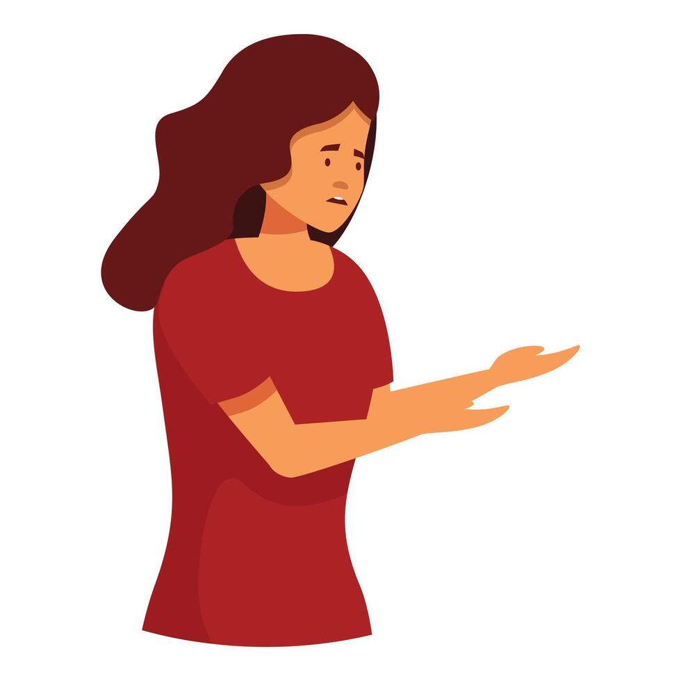 Young woman gesturing with hands showing confusion and doubt vector