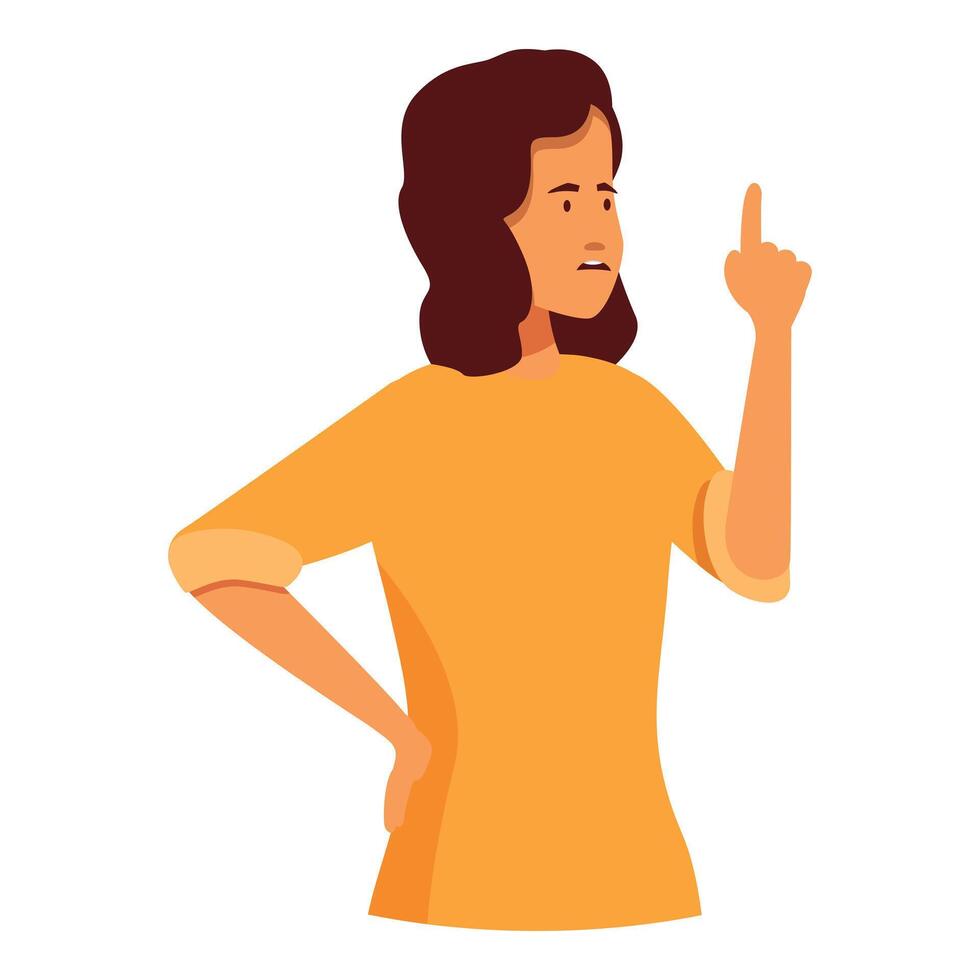 Young woman raising her index finger making a point vector