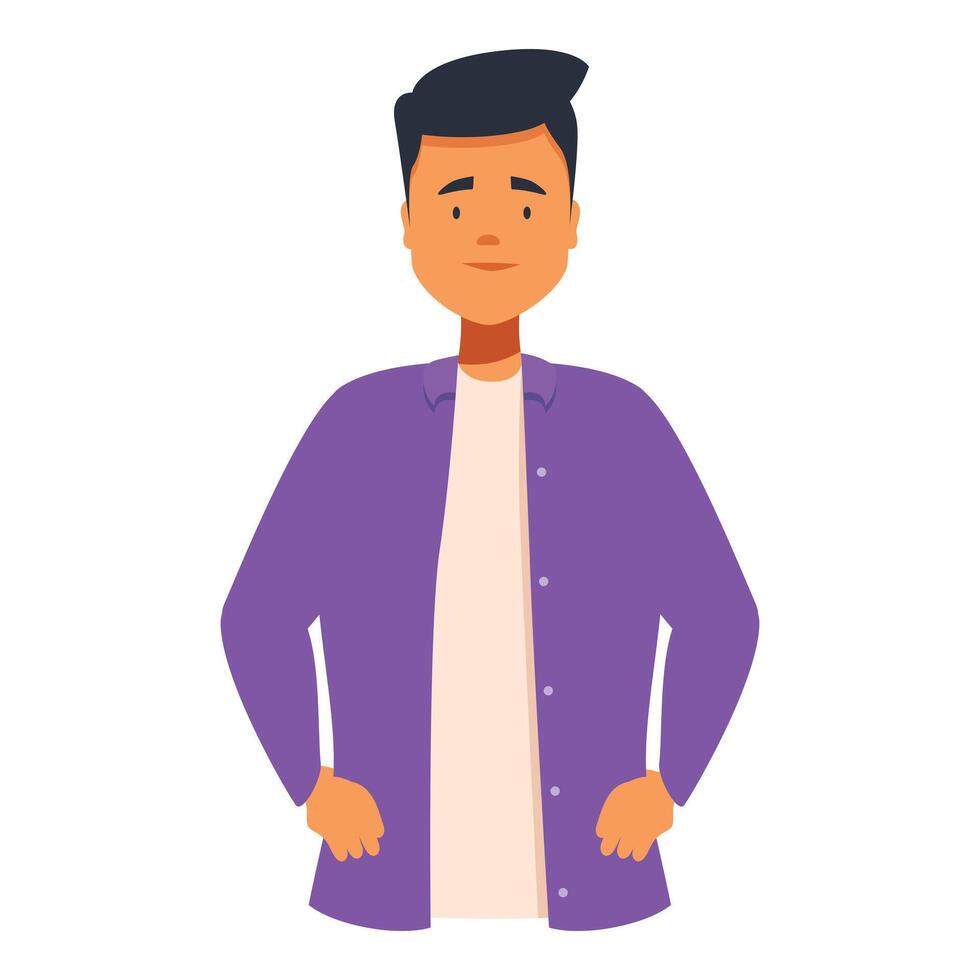 Young man standing with hands on hips looking confident vector