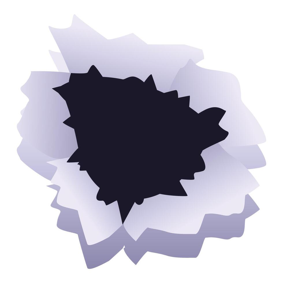 Bullet hole creating torn edges in ripped paper vector