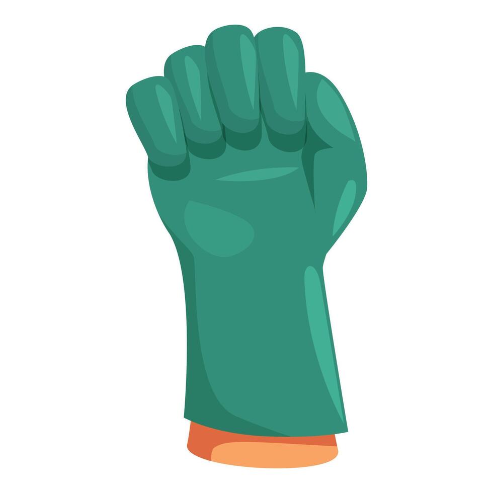 Hand wearing green glove showing fist clenched for protest vector
