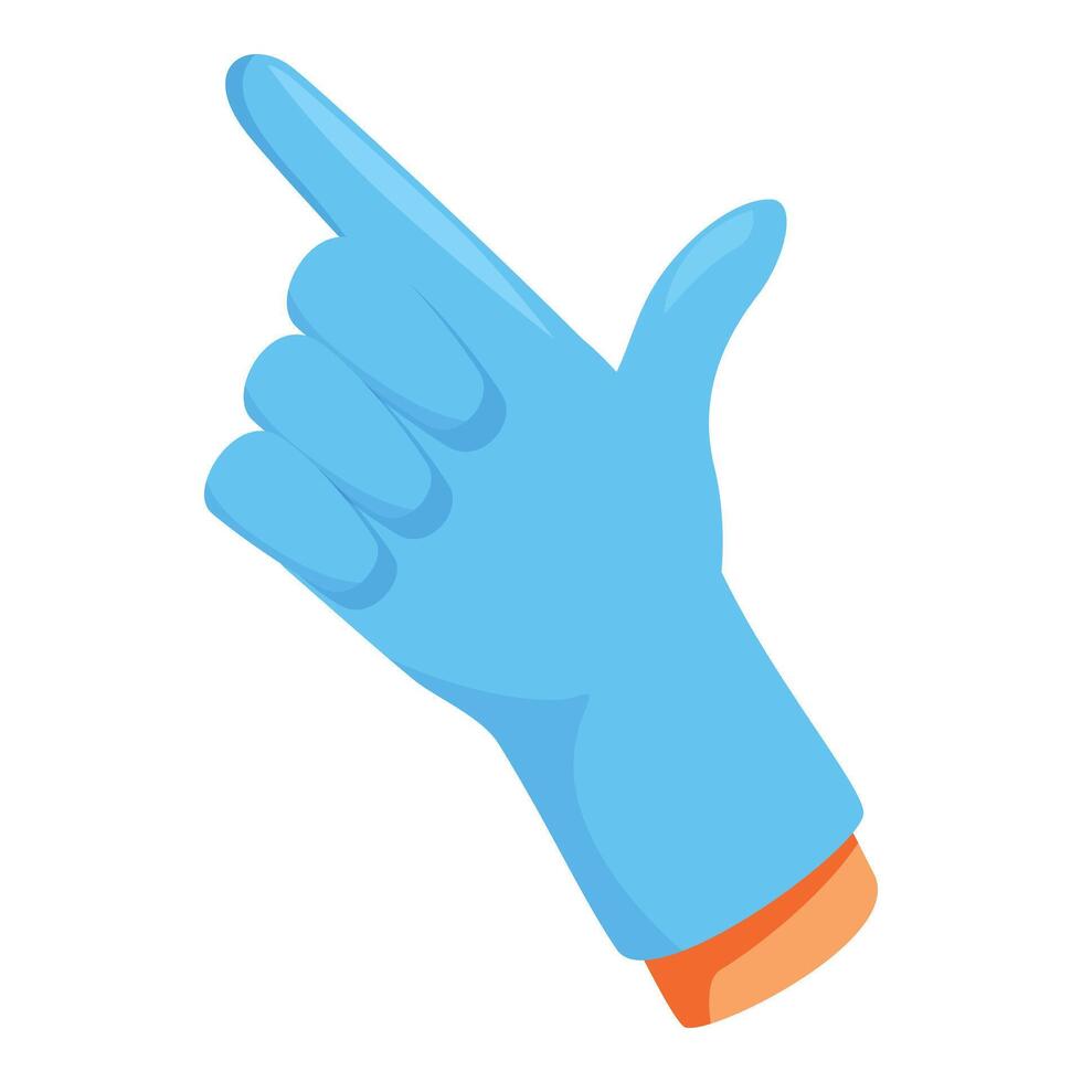 Hand wearing sterile glove pointing with index finger vector