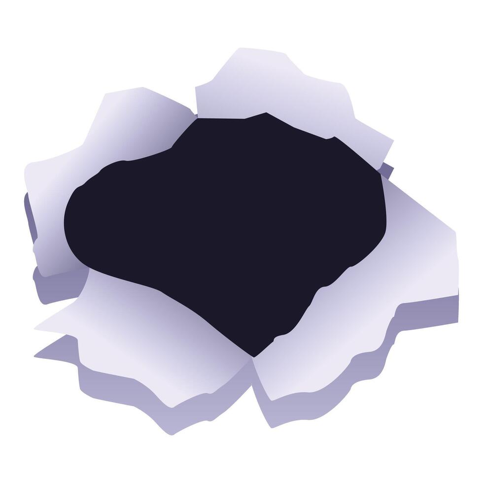 Bullet hole making torn edges in white paper vector