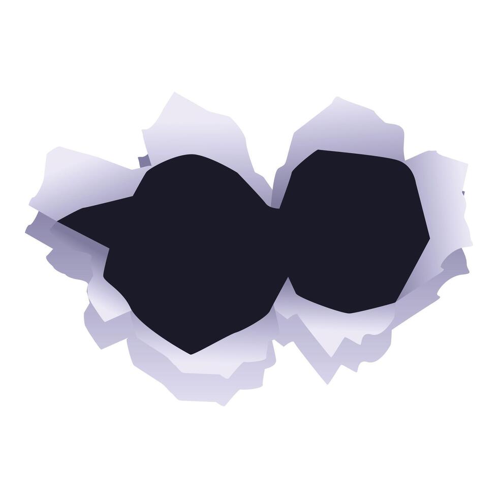 Torn paper creating two irregular holes revealing dark background vector