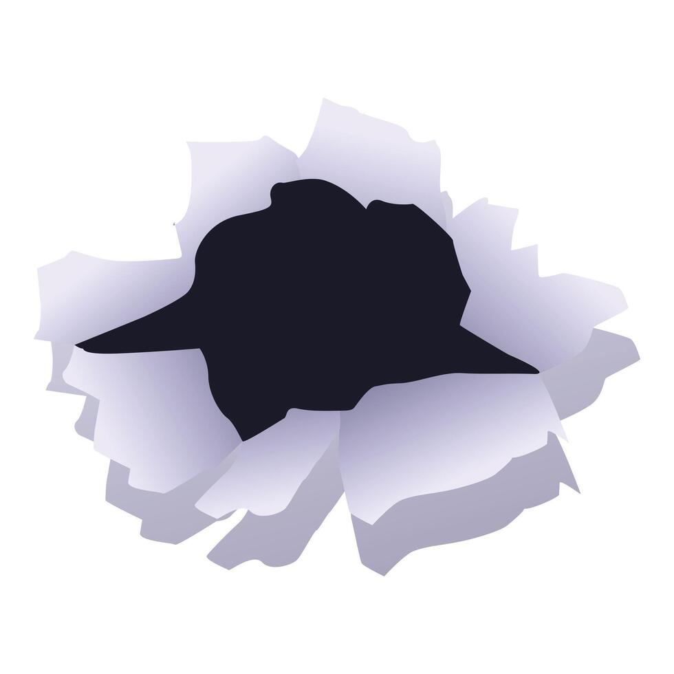 Bullet hole showing through torn paper background vector