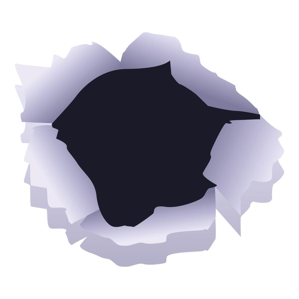Bullet hole showing violent impact on white background vector