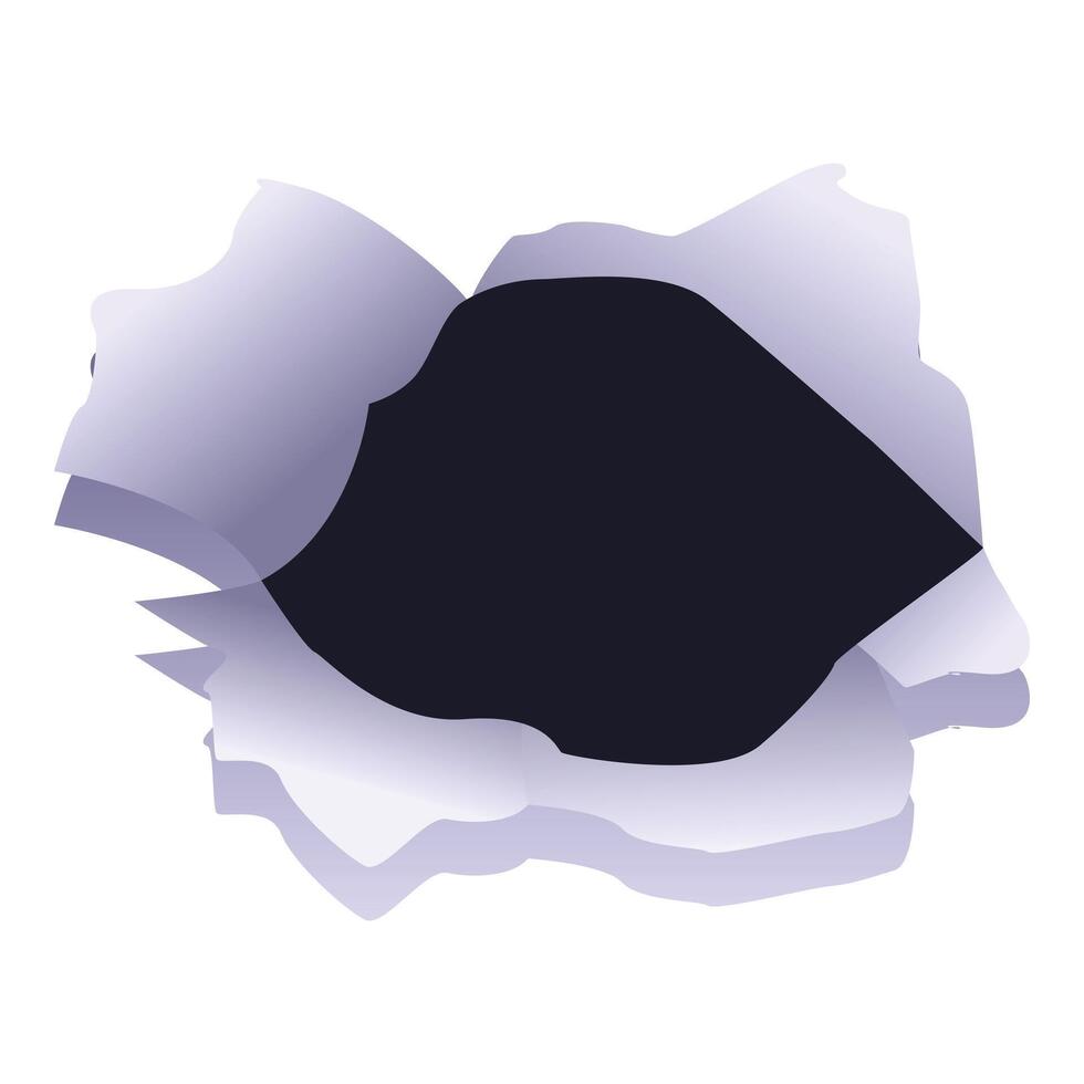 Bullet hole tearing through metal showing empty background vector