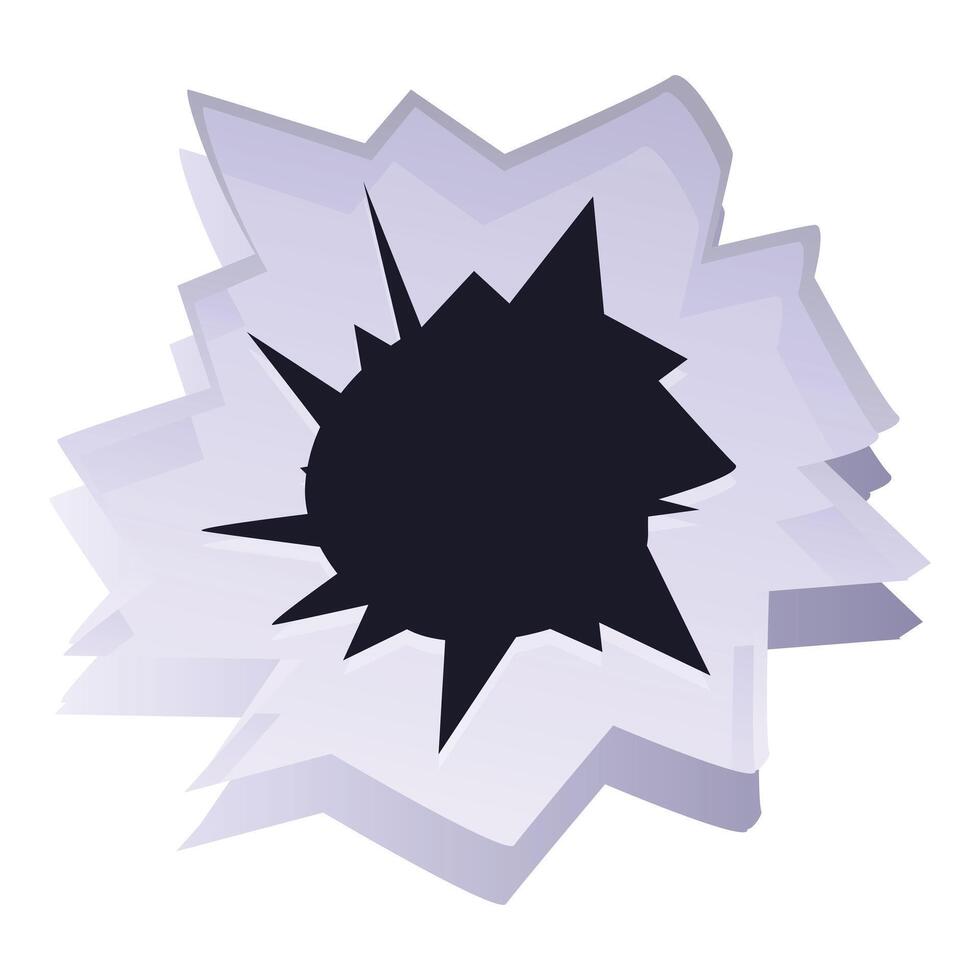 Broken glass with hole showing sharp edges from impact vector