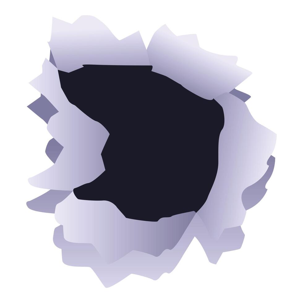 Bullet hole creating torn edges in metallic surface vector
