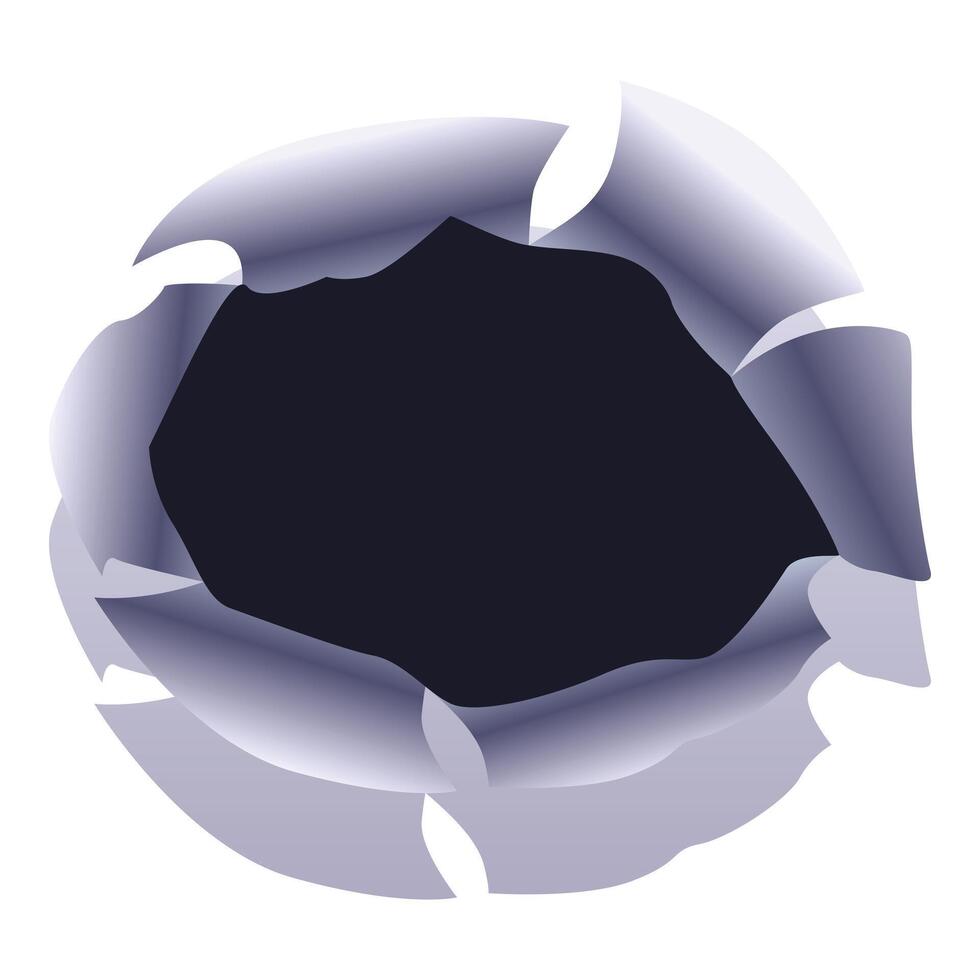 Round hole in white paper with torn edges revealing dark background vector