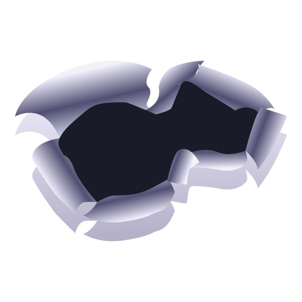 Ripped hole in white paper is revealing dark background vector