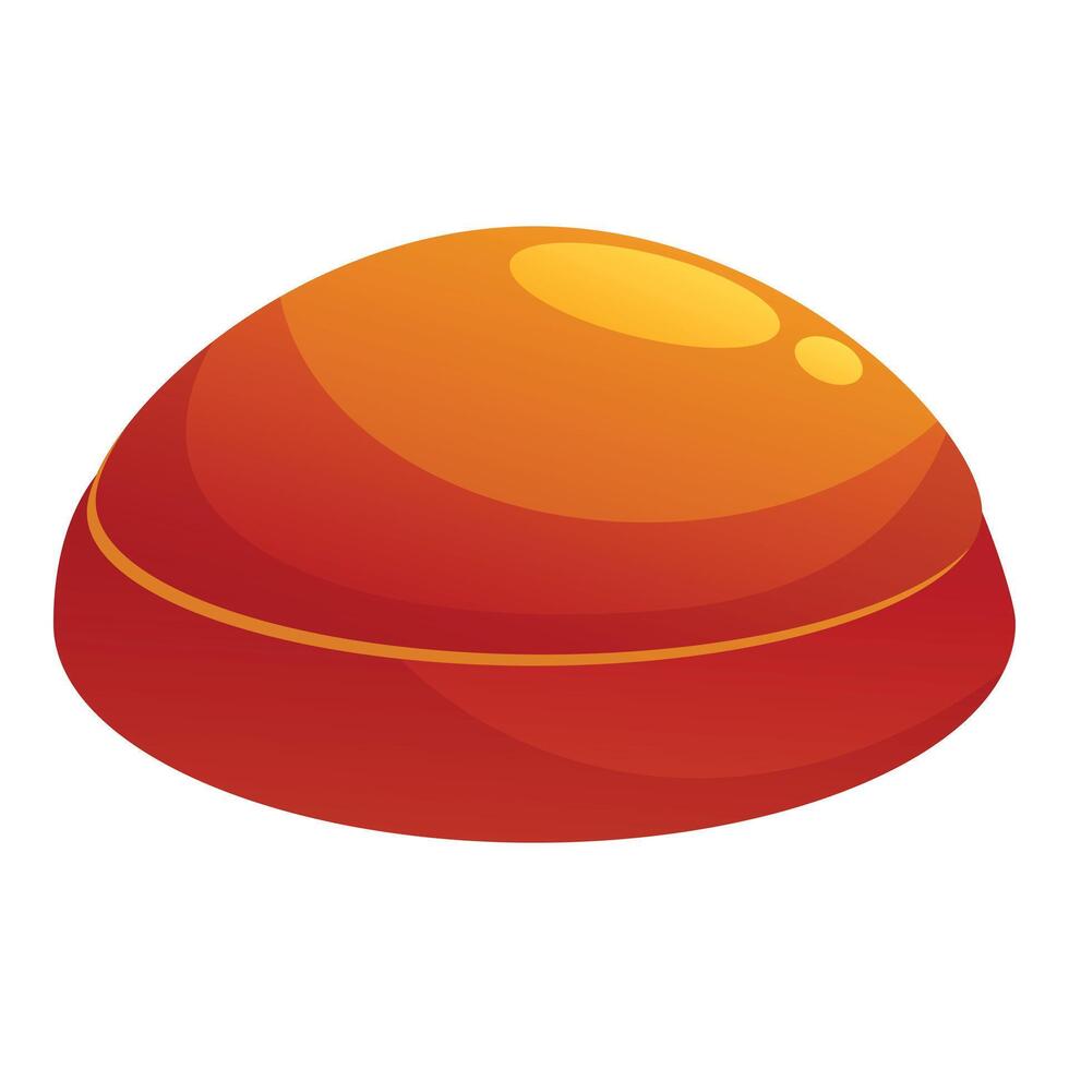 Round red candy covered in shiny sugar glaze is waiting to be eaten vector