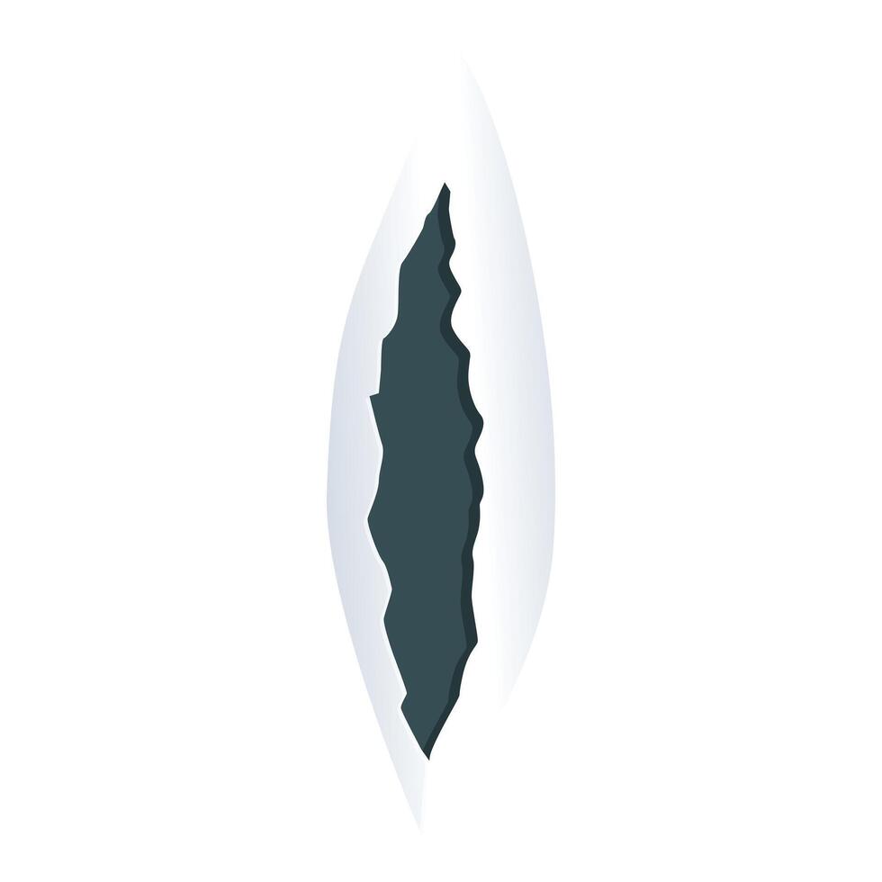 White surface is breaking, revealing a dark background vector