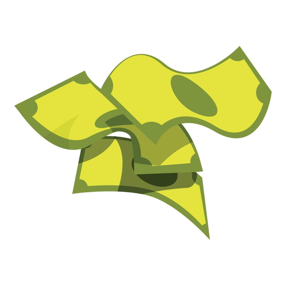 Stack of green banknotes flying through the air vector