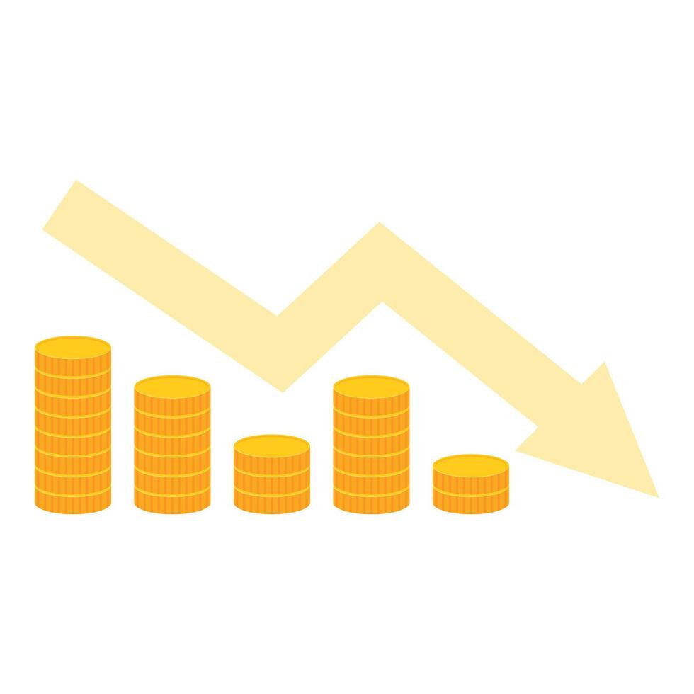 Money downward trend graph showing economic crisis vector