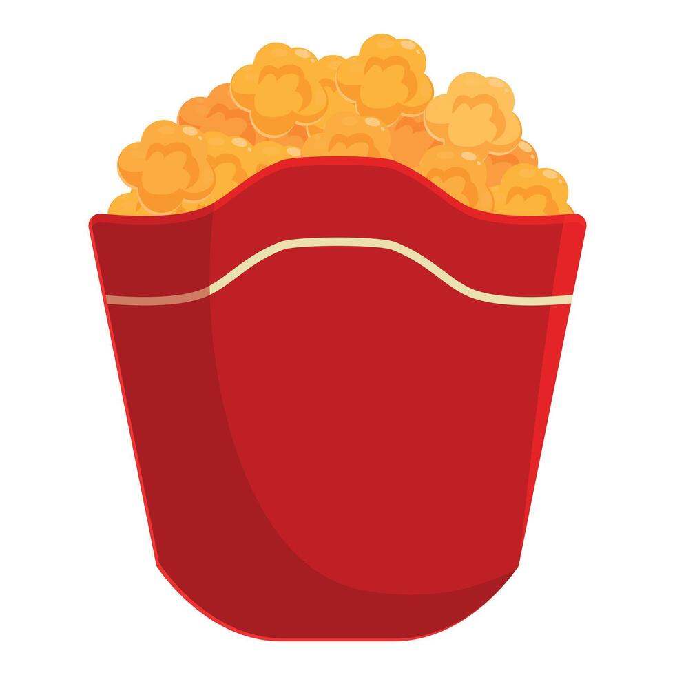 Red paper box full of delicious popcorn standing on white background vector