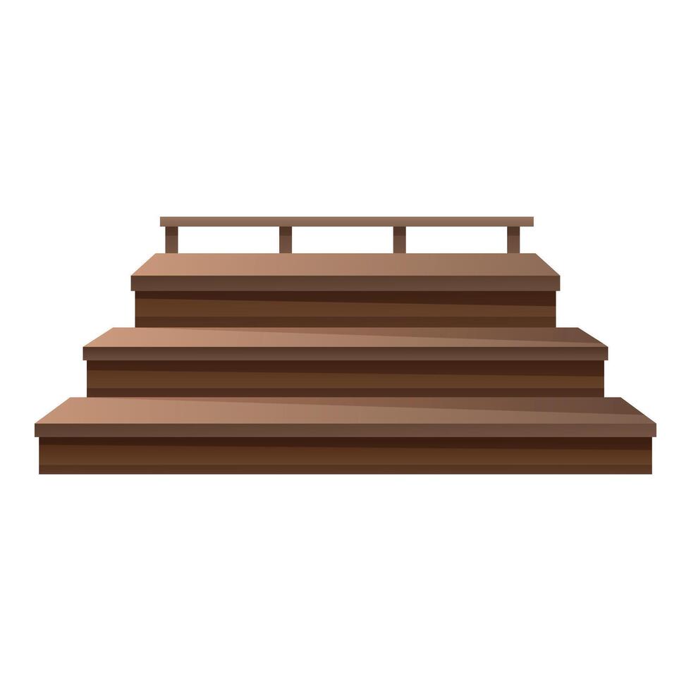 Empty wooden podium with handrail standing on white background vector