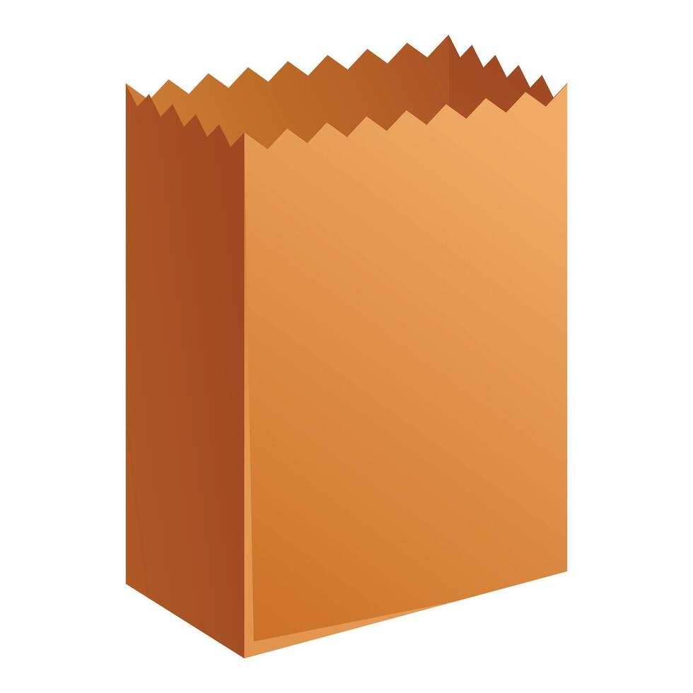 Brown paper bag standing upright isolated on white vector