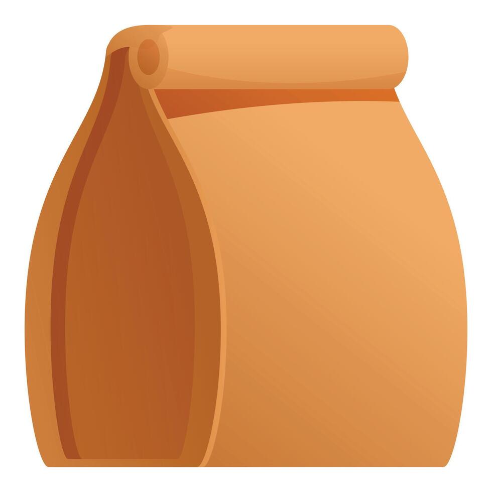 Brown paper bag standing up with folded top vector