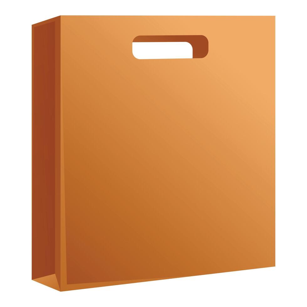 Brown paper bag with handle standing up packaging mockup vector
