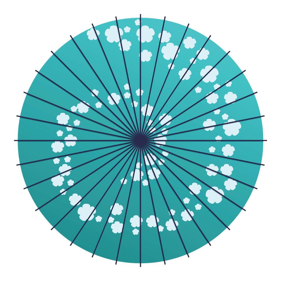 Traditional japanese parasol showing blue fabric and white floral pattern vector