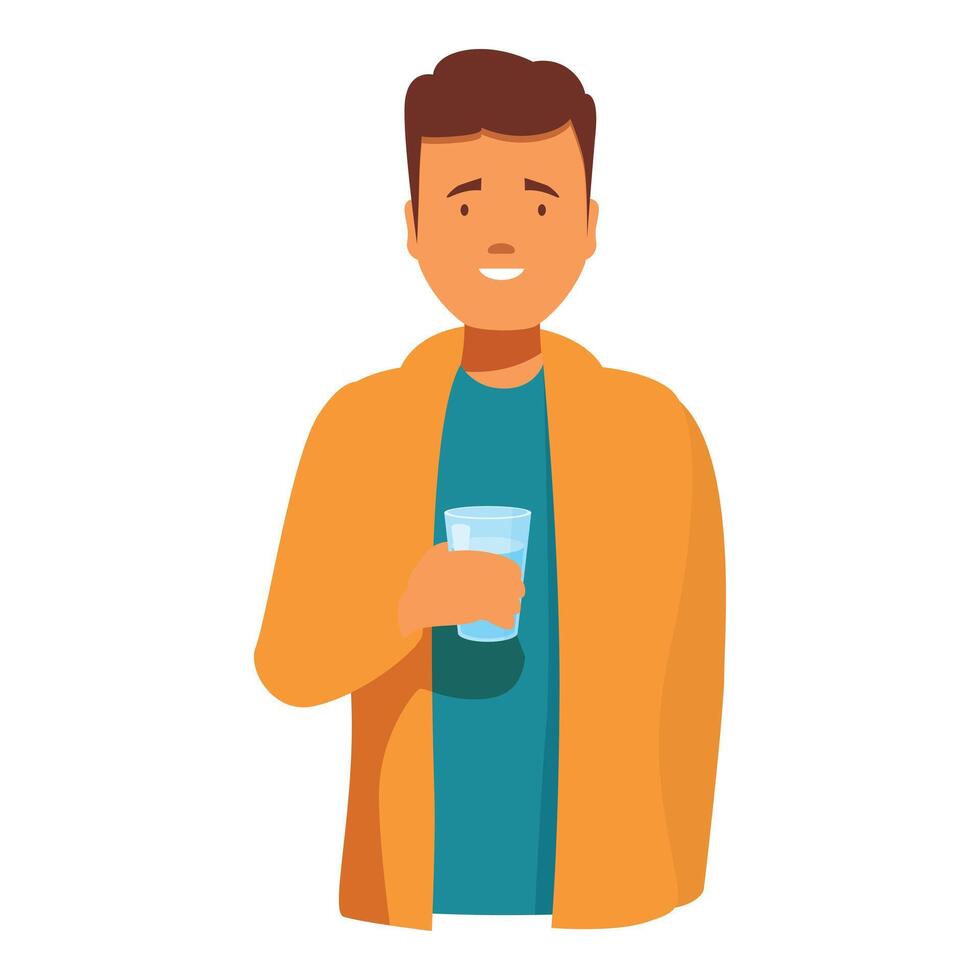 Young man smiling holding glass water refreshing healthy lifestyle vector