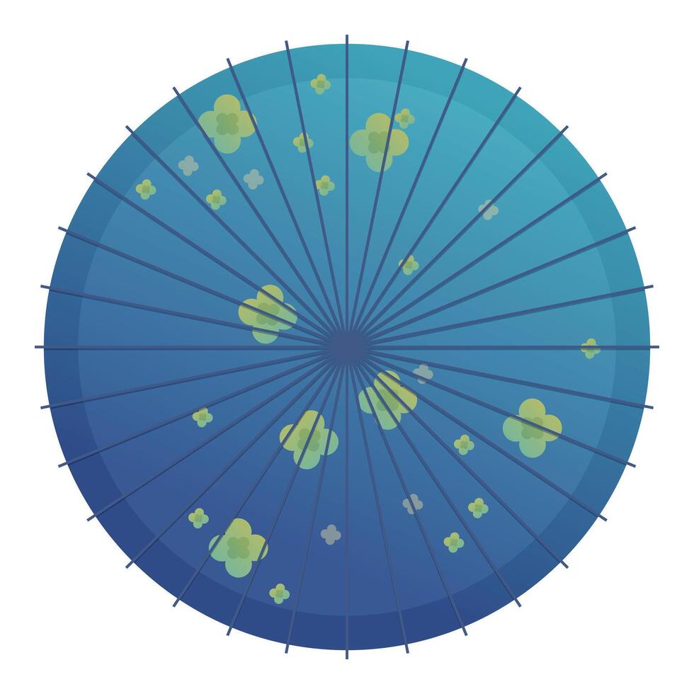 Blue japanese parasol with floral pattern on white background vector