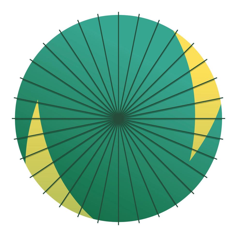 Green and yellow japanese umbrella protecting from the sun vector