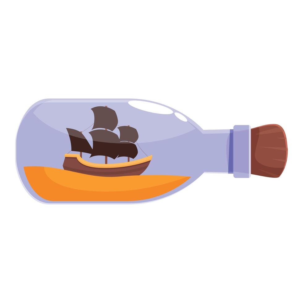 Old ship in a bottle sailing to new adventures on the sea vector