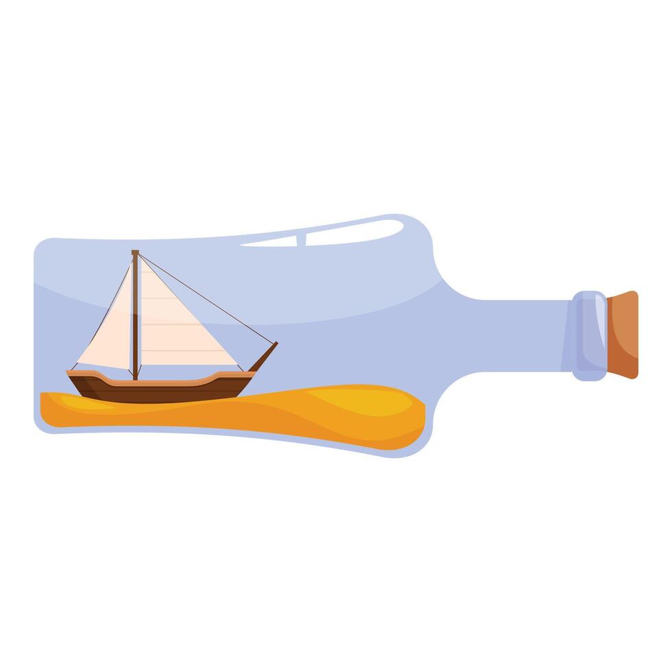 Sailboat floating on water inside a glass bottle with cork vector