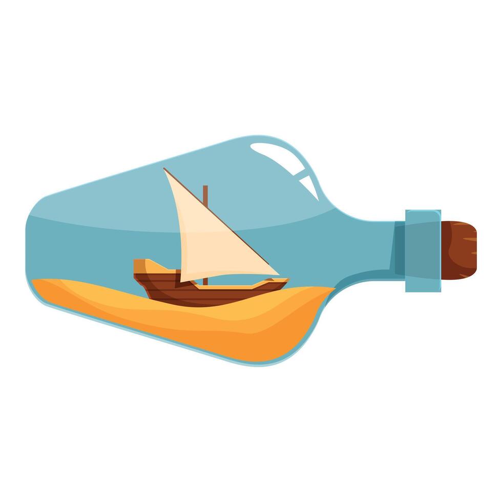 Sailboat sailing on sand dunes inside a glass bottle vector