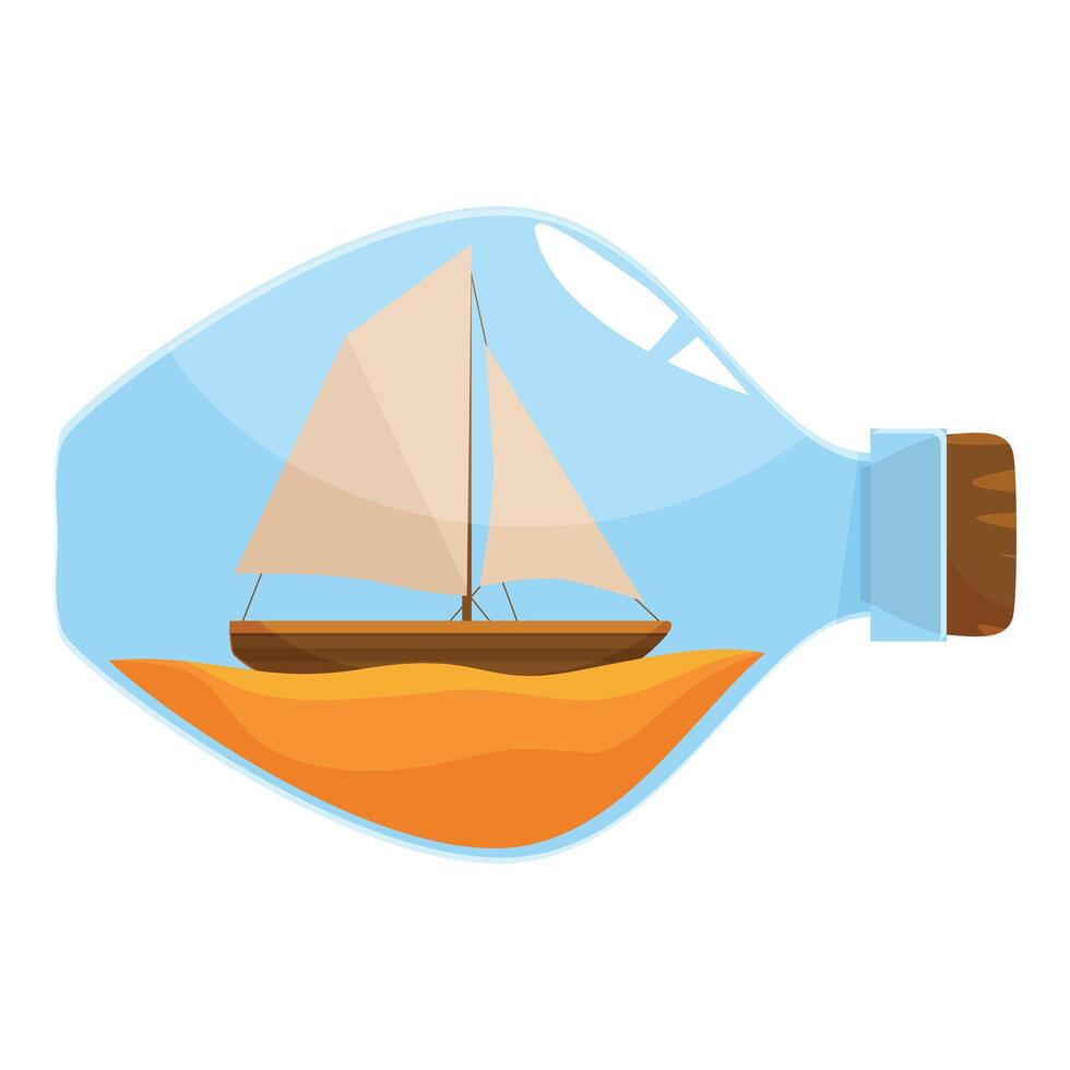 Sailboat sailing on ocean waves inside a glass bottle with cork vector