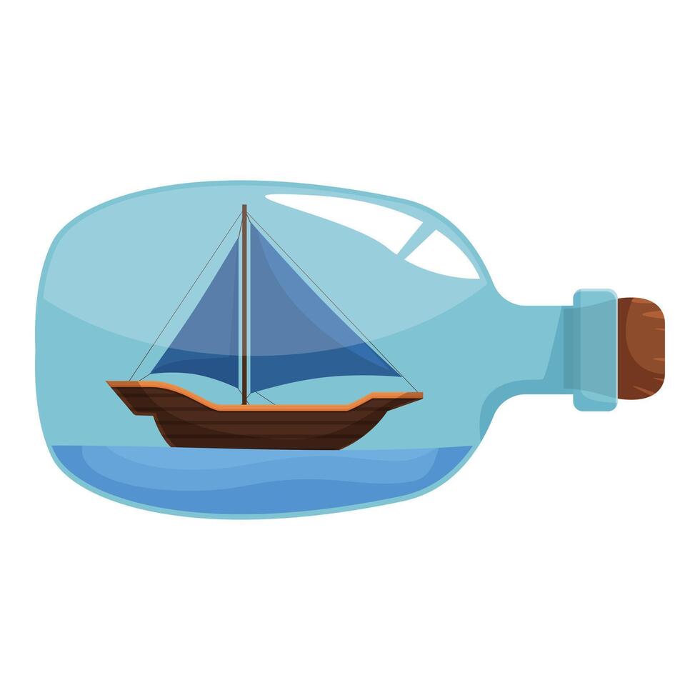 Sailboat floating in glass bottle symbolizing wanderlust and adventure vector