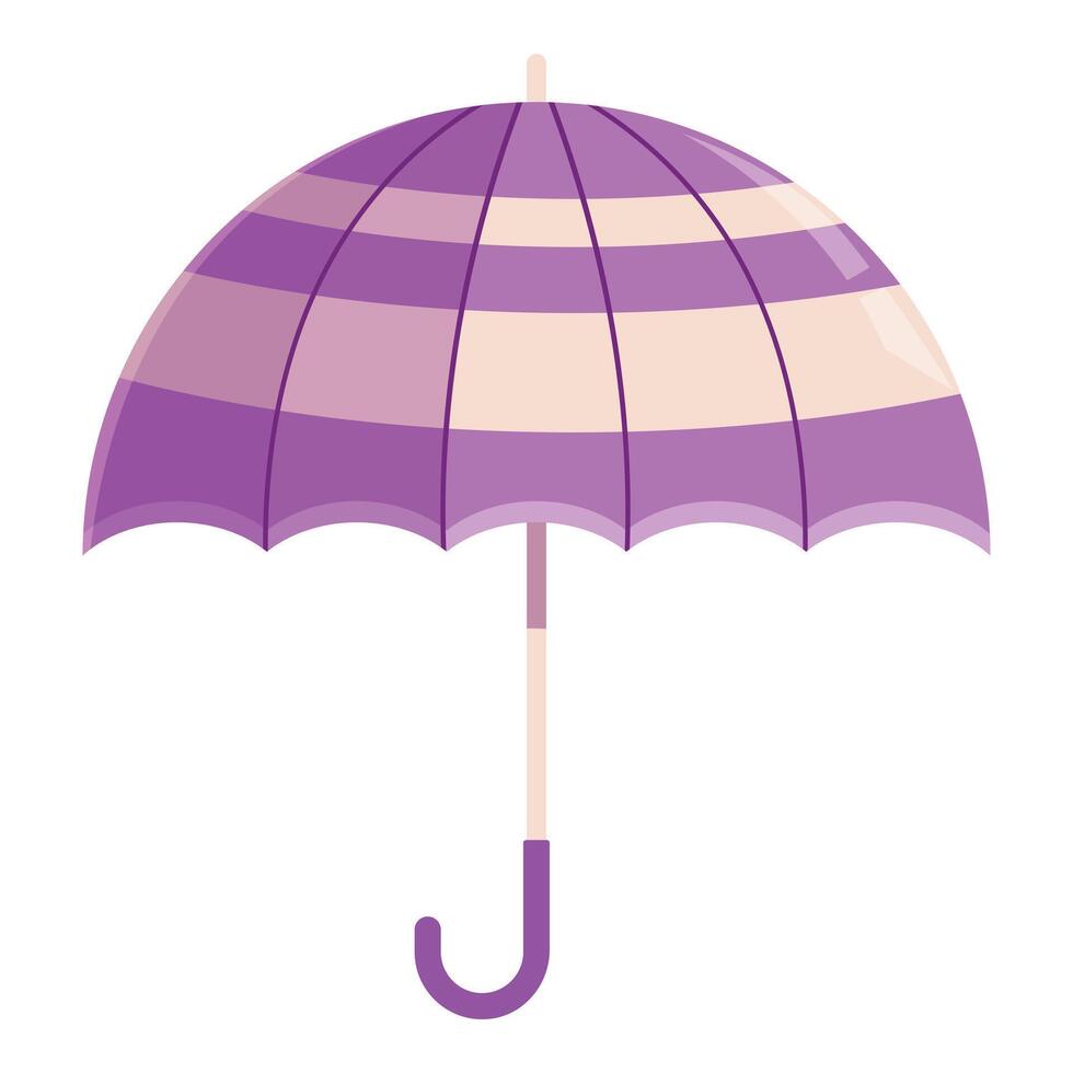 Purple umbrella protecting from rain with stripes design vector