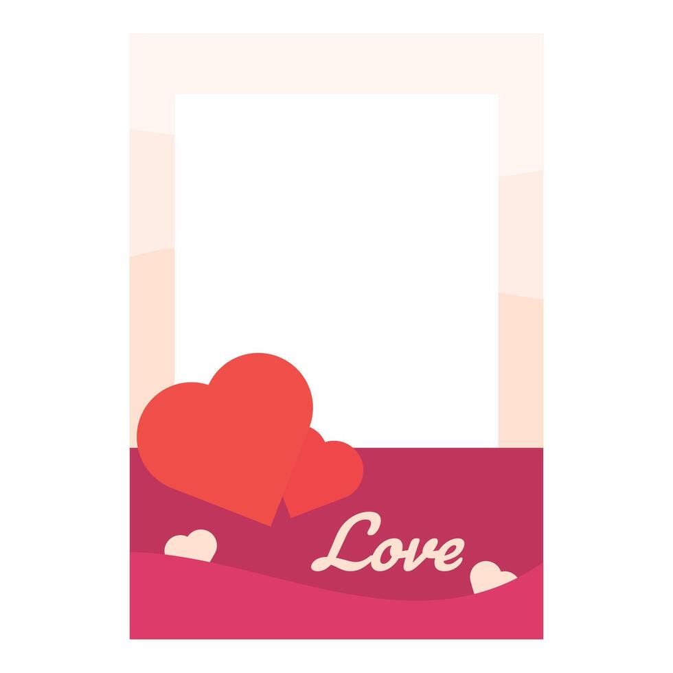 Romantic photo frame decorated with red hearts for valentine's day vector
