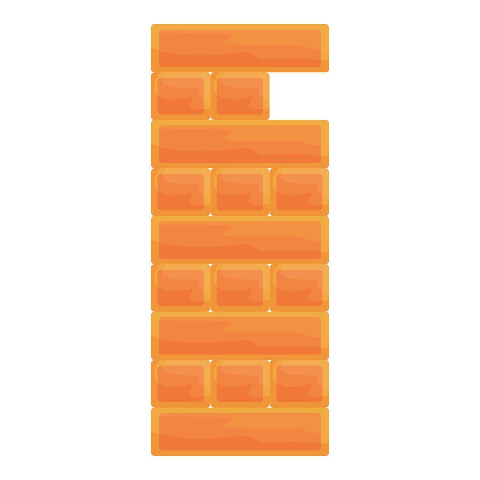 Orange brick wall being constructed with one brick missing vector