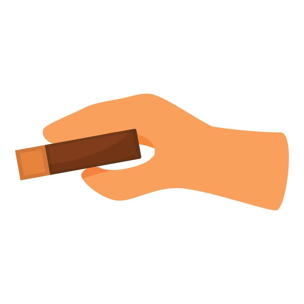Hand holding small cardboard box mockup for design vector