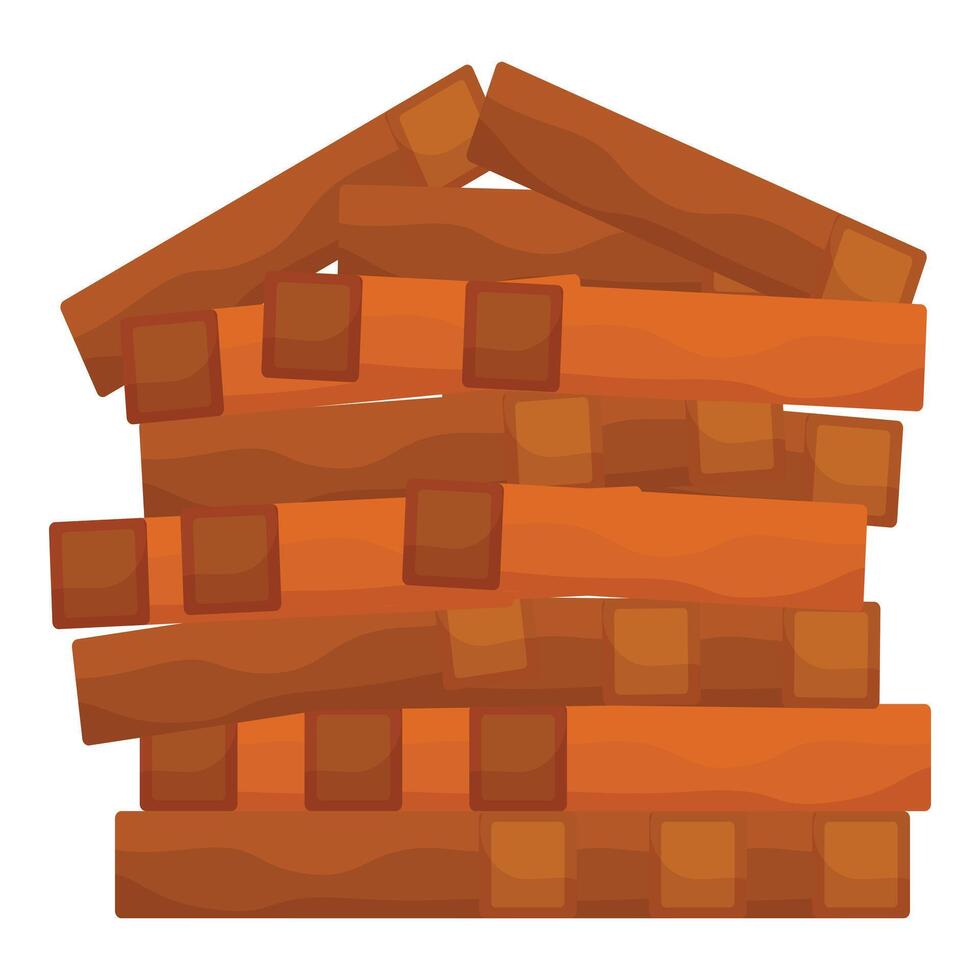 Stack of wooden planks forming a house shape vector