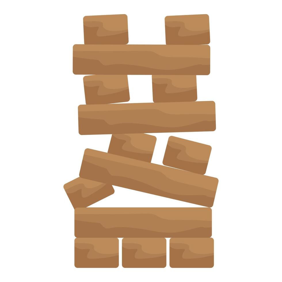 Wooden blocks tower game balancing on white background vector
