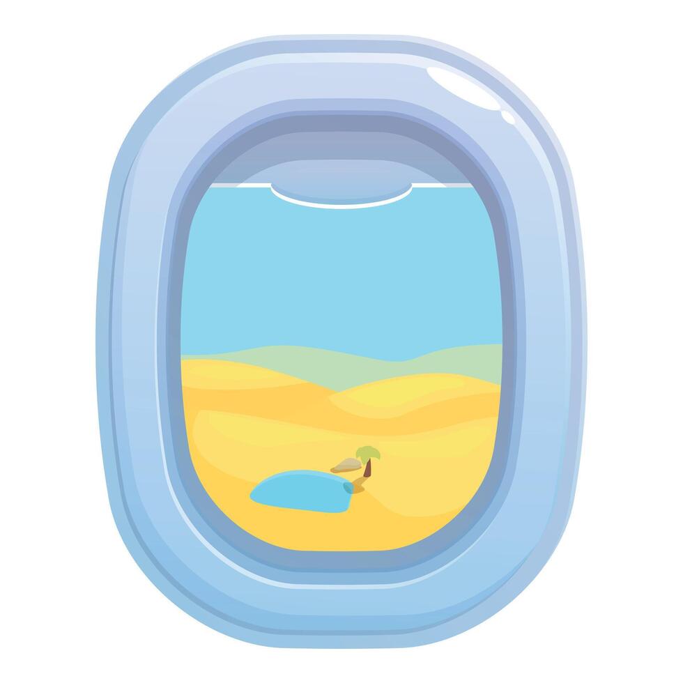 Airplane window showing oasis in the desert during flight vector