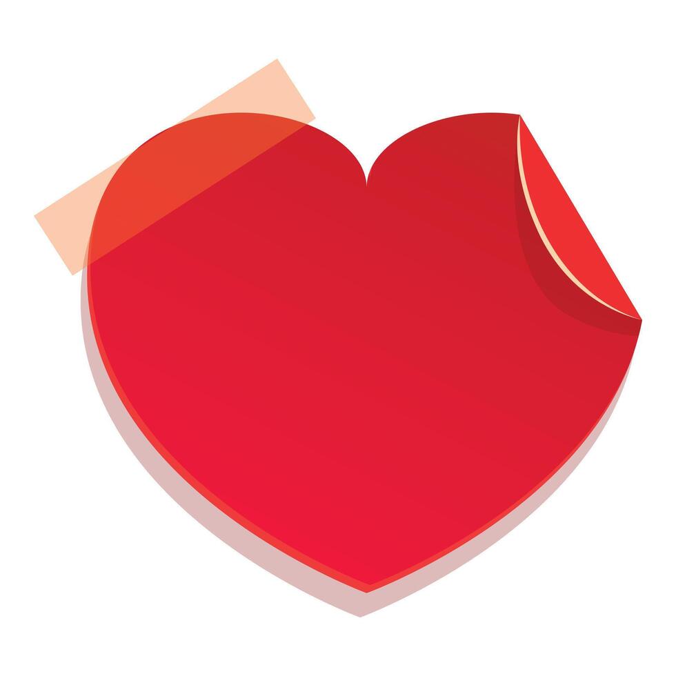 Red heart shaped paper being attached with tape vector