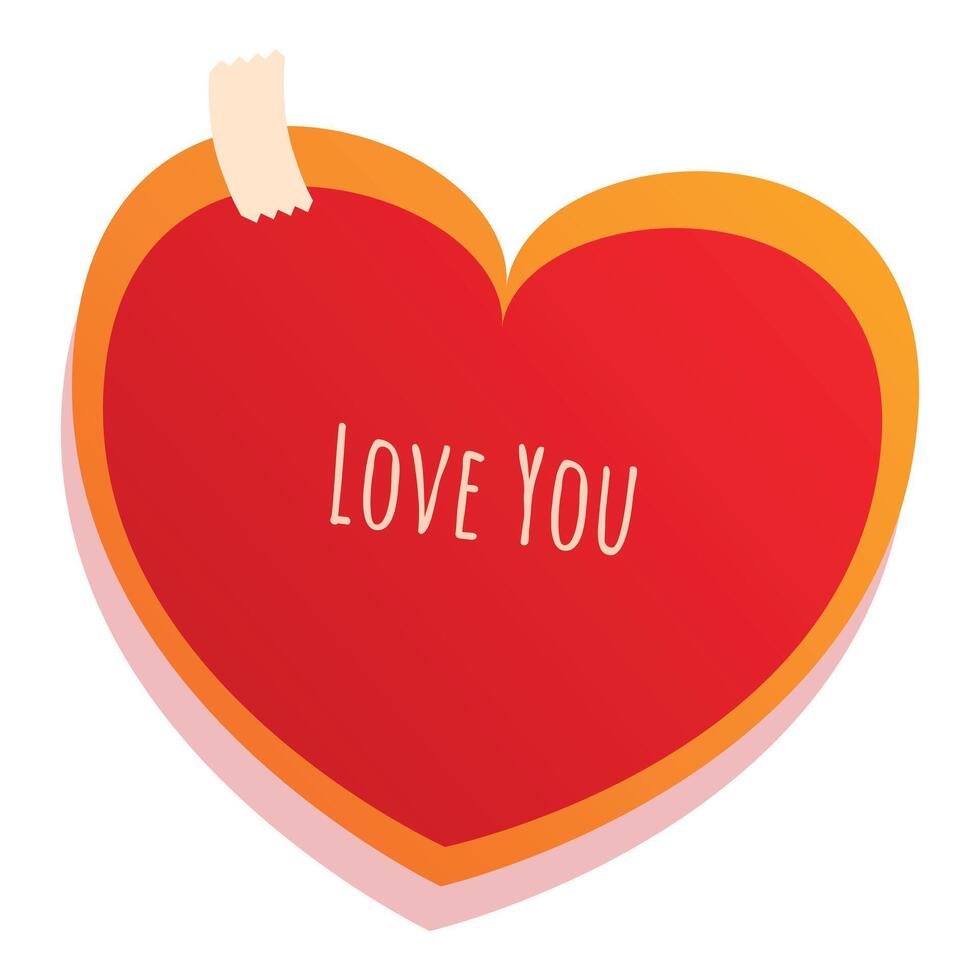 Red heart shape with love you text saying for valentine's day vector