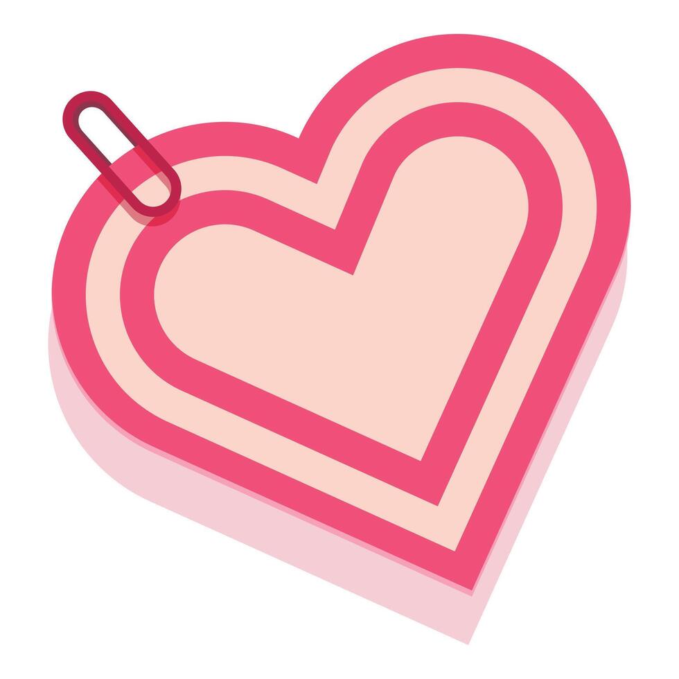 Pink heart shape with paperclip representing love and attachment vector